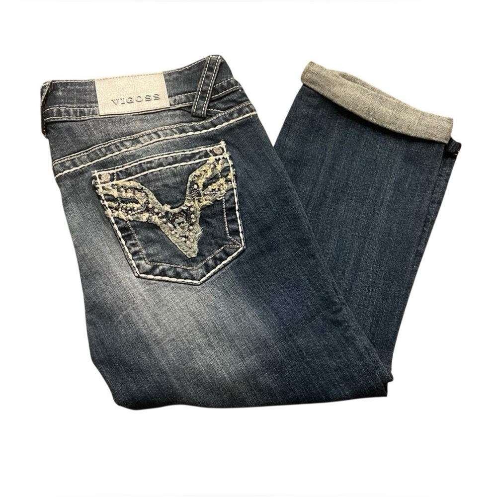 Vigoss Blue Ankle Cropped Jeans with Vintage Wash